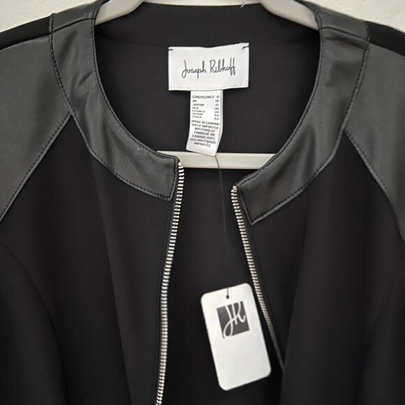JOSEPH RIBKOFF Black Faux Leather Jacket Style 233240 Size 8 - Picture 5 of 8